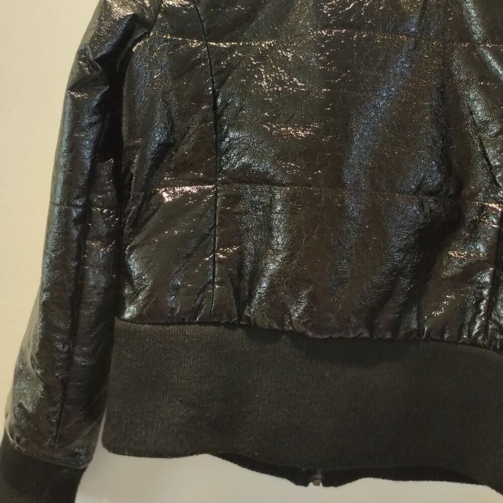 NWOT Sandwich Wet look Bomber Jacket Biker Moto Jacket vinyl look Mobwife Jacket - Picture 11 of 17